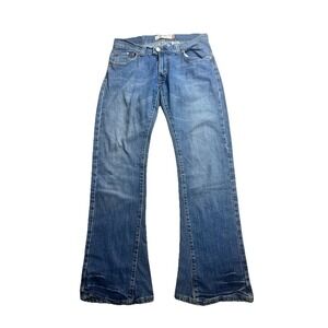Levis 504 Slouch Flare Leg Jeans Womens 9M Medium Wash Low Rise Flap Pocket Y2K